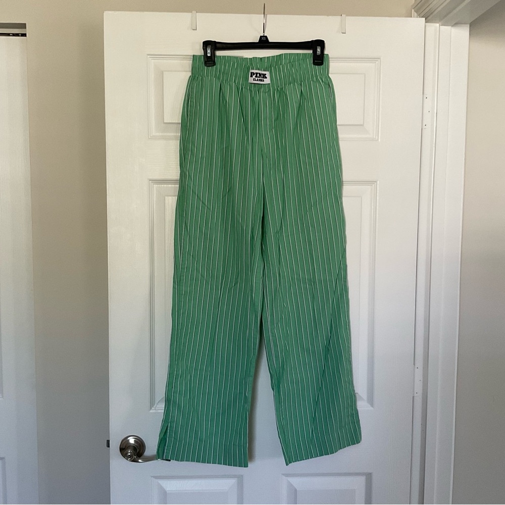 PINK Victoria's Secret Mint Green Pinstripe Lounge Pants